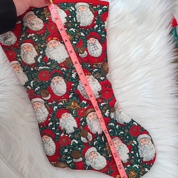 Vintage Handmade Woodland Old World Santa Claus St. Nicholas Christmas Stocking - Picture 11 of 13